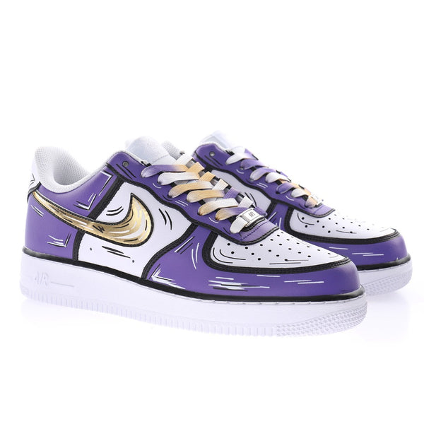 Nike Air Force 1 White Black Gold Purple